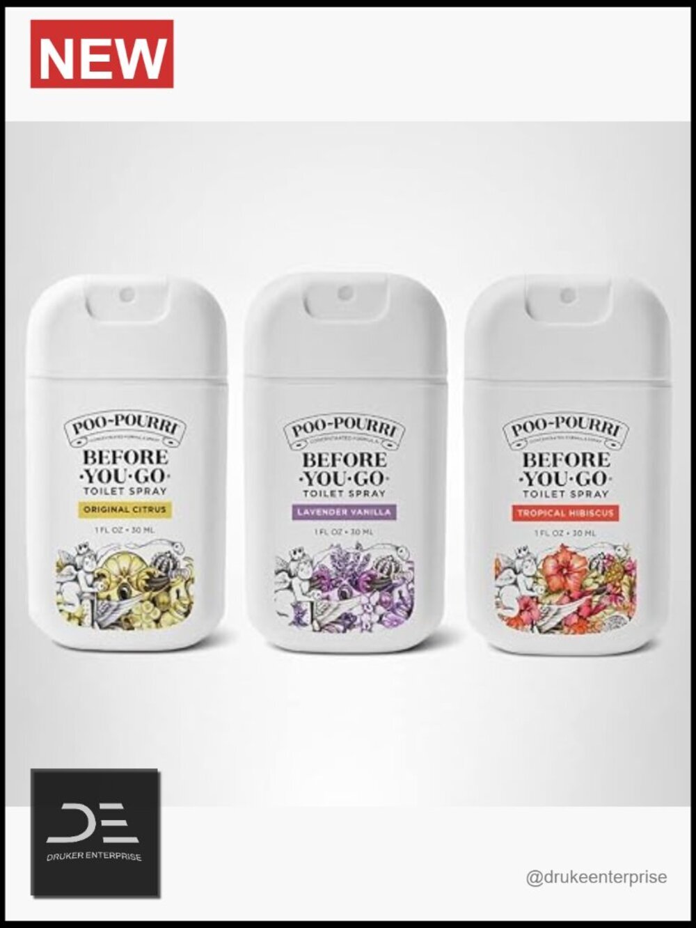 Travel Toilet Spray 3 Pack - Odor Eliminator with Essential Oils